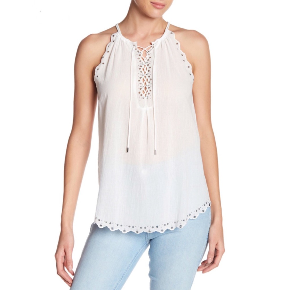 PAIGE White ‘Liana’ Studded Tank Top NWT